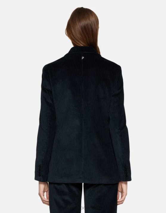DONDUP Women Single-Breasted Velvet Blazer XF8V378 Apparel Navy Blue