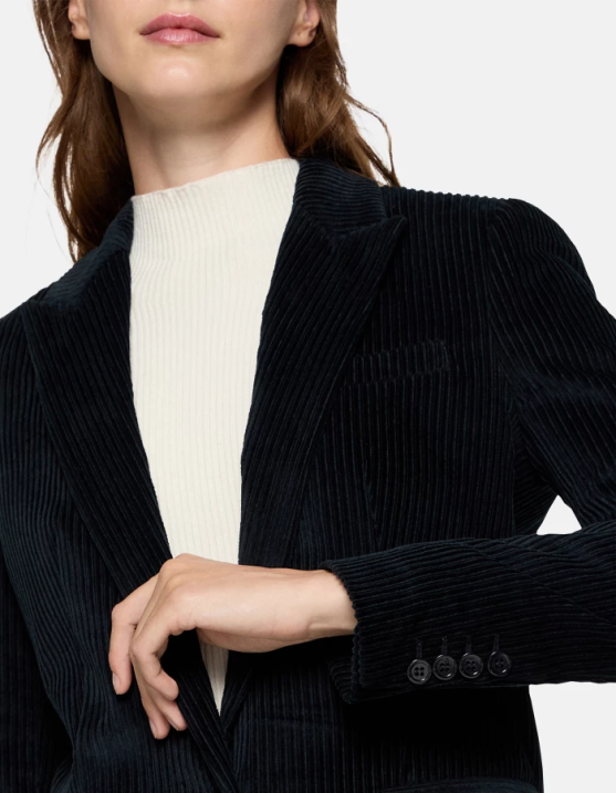 DONDUP Women Single-Breasted Velvet Blazer XF8V378 Apparel Navy Blue