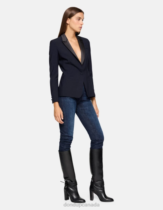DONDUP Women Single-Breasted Wool Blazer XF8V382 Apparel Navy Blue