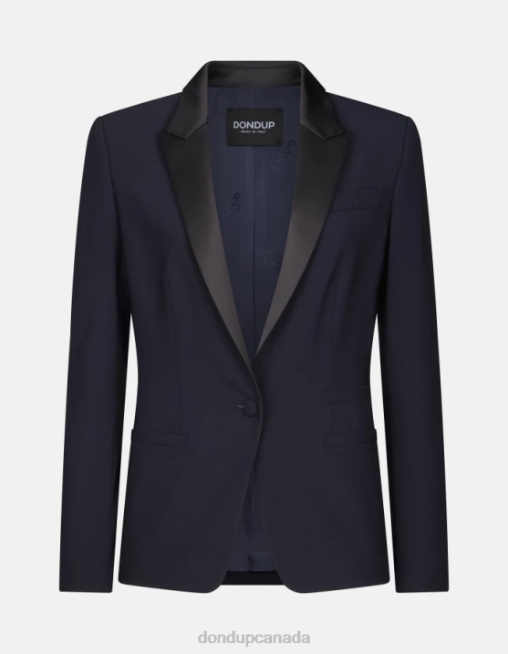 DONDUP Women Single-Breasted Wool Blazer XF8V382 Apparel Navy Blue