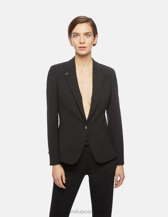 DONDUP Women Single-Breasted Wool Blazer XF8V389 Apparel Black