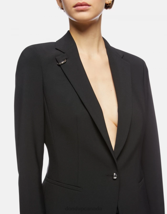 DONDUP Women Single-Breasted Wool Blazer XF8V389 Apparel Black