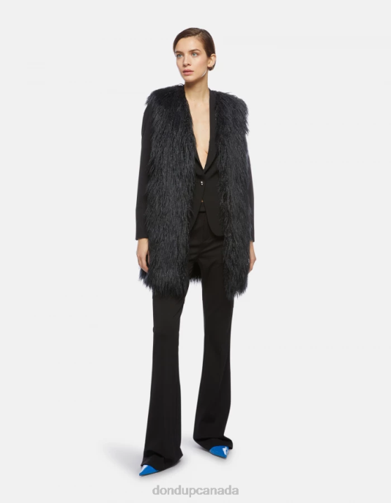 DONDUP Women Single-Breasted Wool Blazer XF8V389 Apparel Black