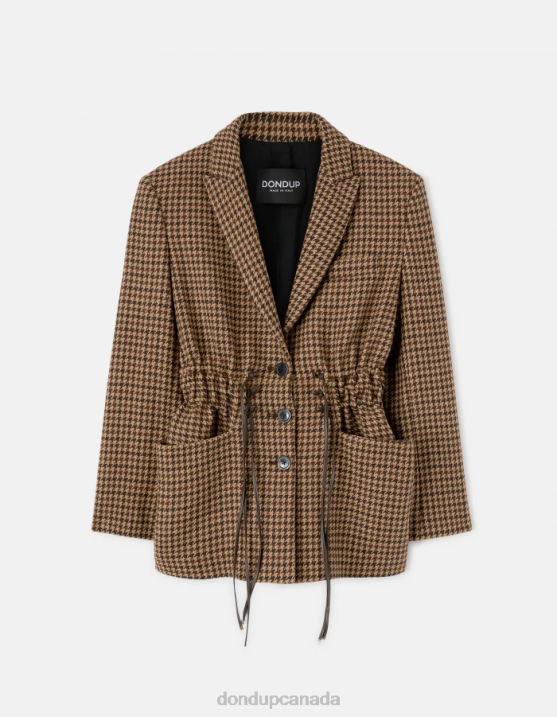 DONDUP Women Single-Breasted Wool-Blend Blazer XF8V371 Apparel Cioccolato