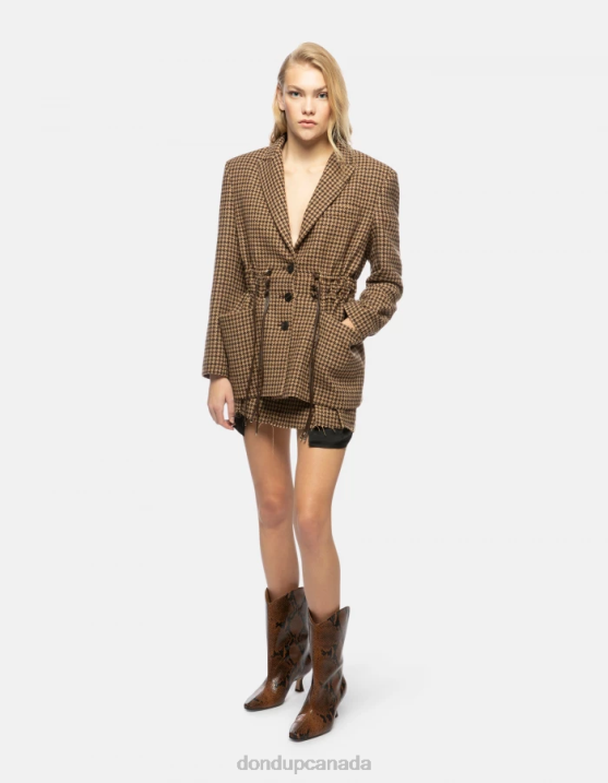 DONDUP Women Single-Breasted Wool-Blend Blazer XF8V371 Apparel Cioccolato
