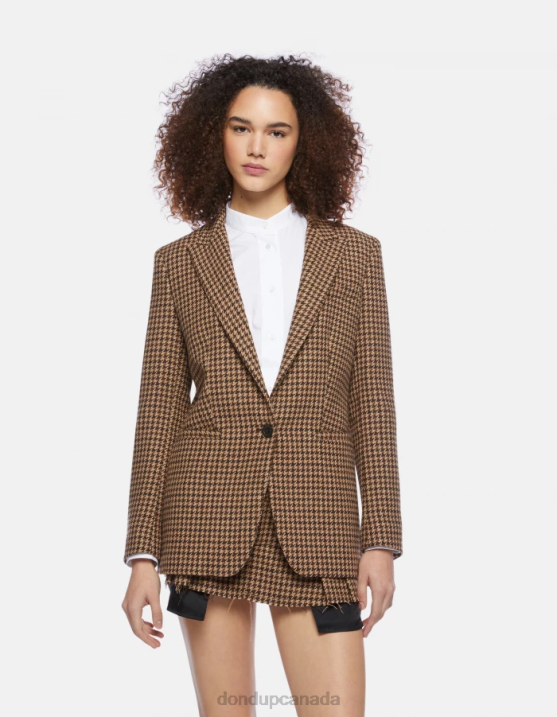 DONDUP Women Single-Breasted Wool-Blend Blazer XF8V376 Apparel Cioccolato