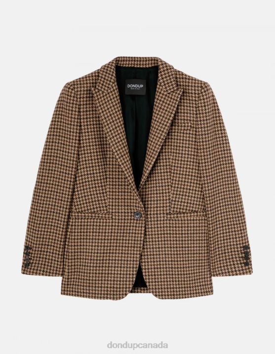 DONDUP Women Single-Breasted Wool-Blend Blazer XF8V376 Apparel Cioccolato