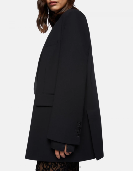 DONDUP Women Single-Breasted Wool-Blend Blazer XF8V388 Apparel Black