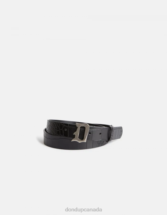 DONDUP Men Crocodile-Print Effect Leather Belt XF8V1015 Accessories Black