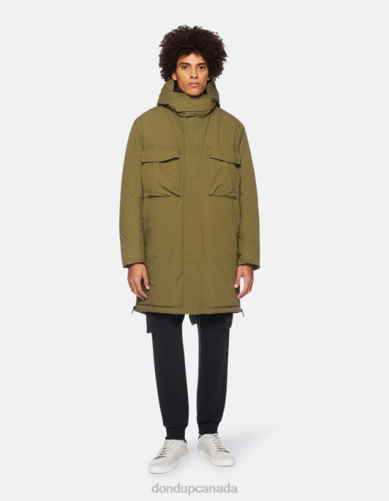 DONDUP Men Loose-Fit Parka in Technical Fabric XF8V904 Apparel Sage Green