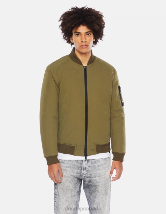 DONDUP Men Regular-Fit Bomber Jacket in Technical Fabric XF8V905 Apparel Sage Green