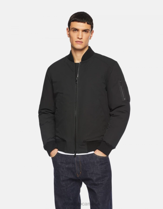 DONDUP Men Regular-Fit Bomber Jacket in Technical Fabric XF8V906 Apparel Black