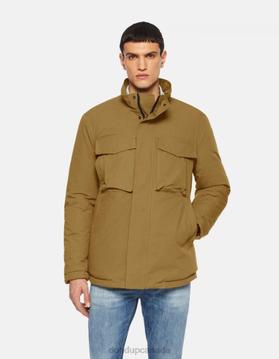 DONDUP Men Regular-Fit Field Jacket in Technical Fabric XF8V907 Apparel Taupe