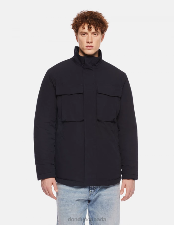 DONDUP Men Regular-Fit Field Jacket in Technical Fabric XF8V908 Apparel Navy Blue