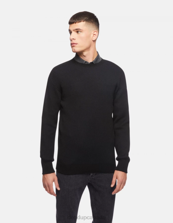 DONDUP Men Crew-Neck Wool-Blend Jumper XF8V876 Apparel Navy Blue