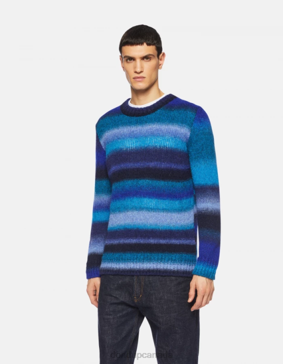 DONDUP Men Crew-Neck Wool Jumper XF8V898 Apparel Royal Blue