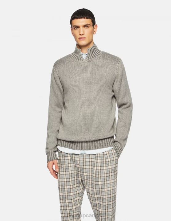 DONDUP Men Funnel-Neck Wool Jumper XF8V892 Apparel Grey