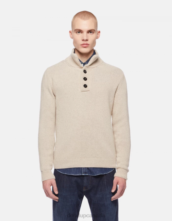 DONDUP Men Regular-Fit Mock Polo Neck Jumper in Wool XF8V888 Apparel Lievito