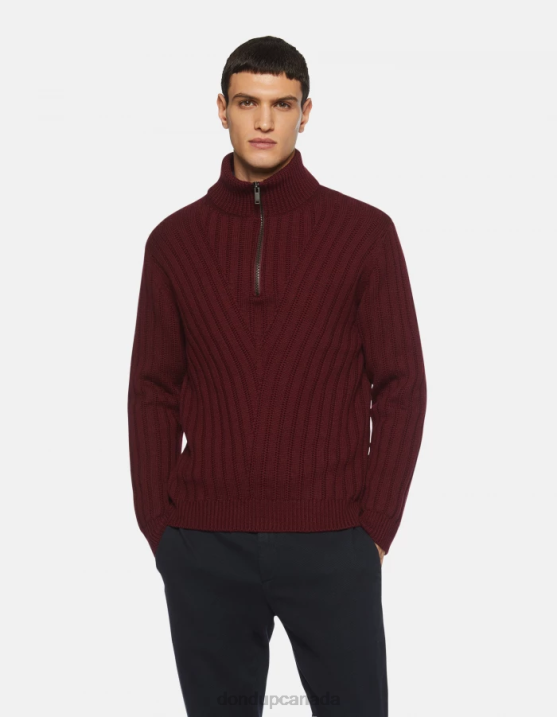 DONDUP Men Regular-Fit Mock Polo Neck Jumper in Wool XF8V894 Apparel Prugna