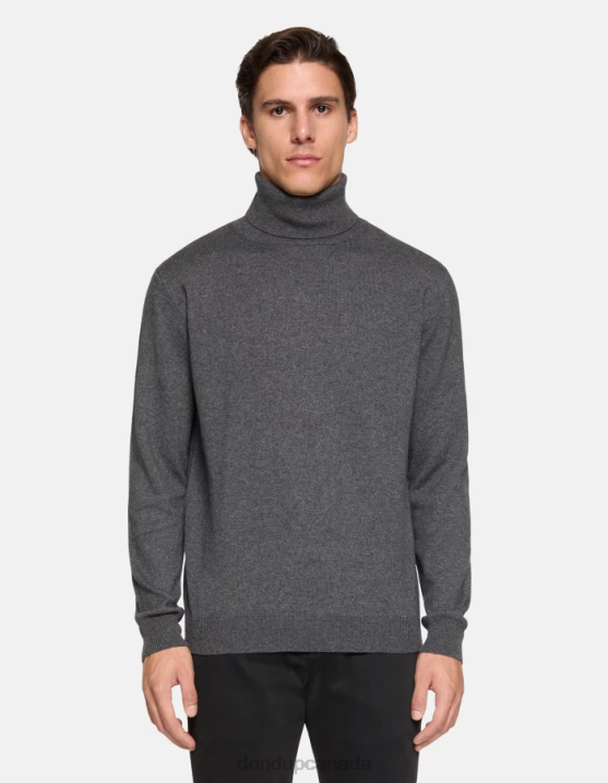 DONDUP Men Regular-Fit Polo Neck Cashmere And Silk Jumper XF8V867 Apparel Grey