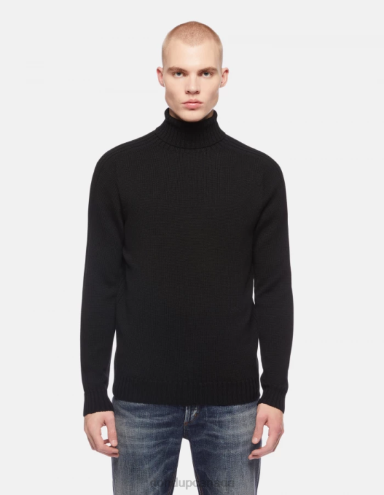 DONDUP Men Regular-Fit Polo Neck Wool Jumper XF8V883 Apparel Black