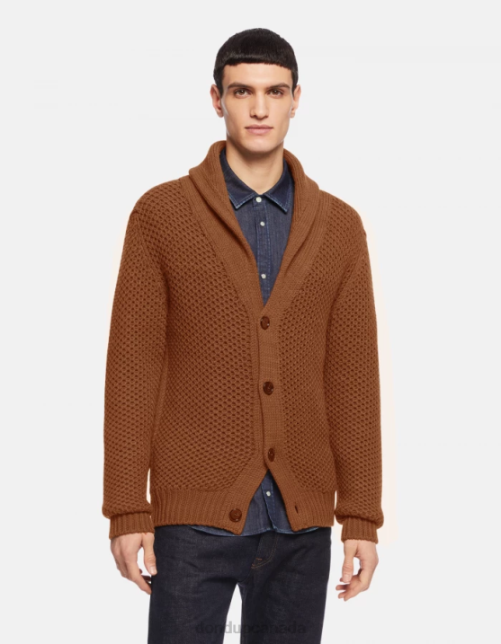 DONDUP Men Regular-Fit Wool Cardigan XF8V893 Apparel Tobacco Brown