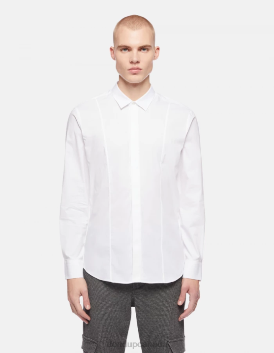 DONDUP Men Slim-Fit Poplin Shirt XF8V855 Apparel White