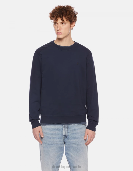 DONDUP Men Regular-Fit Crew-Neck Sweatshirt XF8V836 Apparel Navy Blue