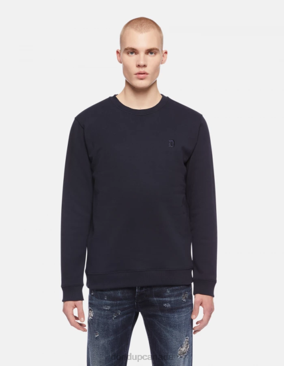 DONDUP Men Regular-Fit Crew-Neck Sweatshirt XF8V837 Apparel Navy Blue