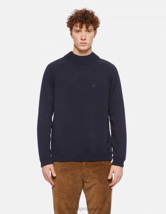 DONDUP Men Regular-Fit Crew-Neck Sweatshirt XF8V838 Apparel Navy Blue