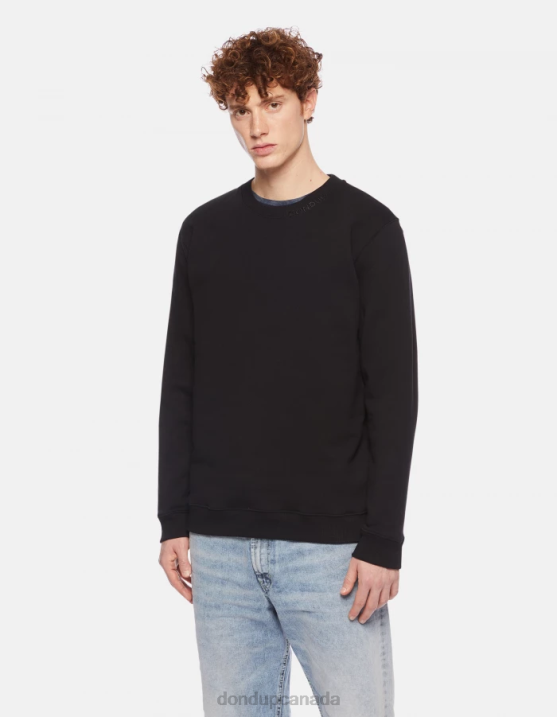 DONDUP Men Regular-Fit Crew-Neck Sweatshirt XF8V841 Apparel Black