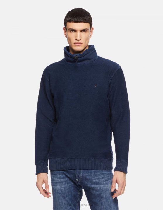 DONDUP Men Regular-Fit High-Neck Sweatshirt XF8V825 Apparel Navy Blue