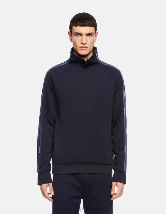 DONDUP Men Regular-Fit High-Neck Sweatshirt XF8V834 Apparel Navy Blue