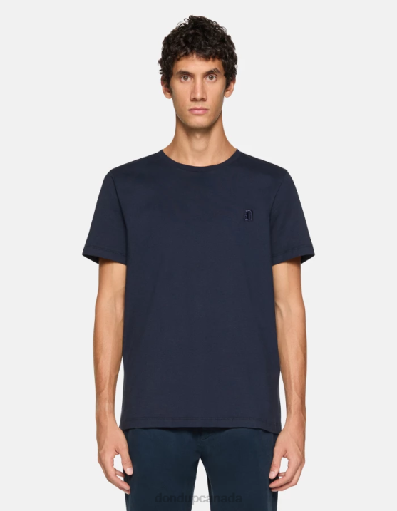 DONDUP Men Regular-Fit Jersey T-Shirt XF8V793 Apparel Navy Blue