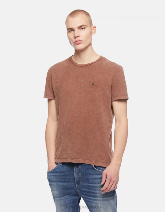 DONDUP Men Regular-Fit Jersey T-Shirt XF8V798 Apparel Cioccolato