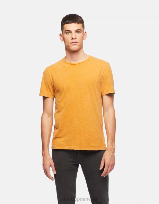DONDUP Men Regular-Fit Jersey T-Shirt XF8V805 Apparel Ochre Yellow