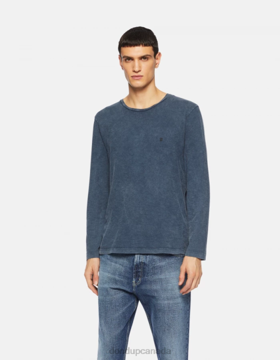 DONDUP Men Regular-Fit Jersey T-Shirt XF8V806 Apparel Navy Blue