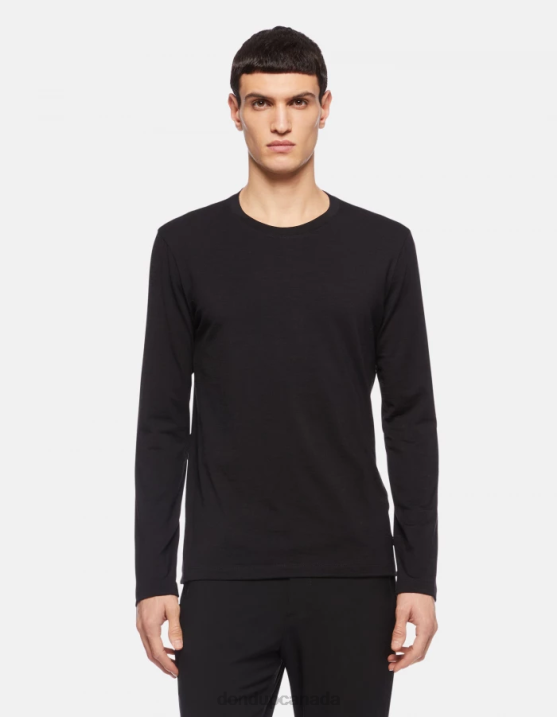 DONDUP Men Regular-Fit Wool And Silk T-Shirt XF8V801 Apparel Black