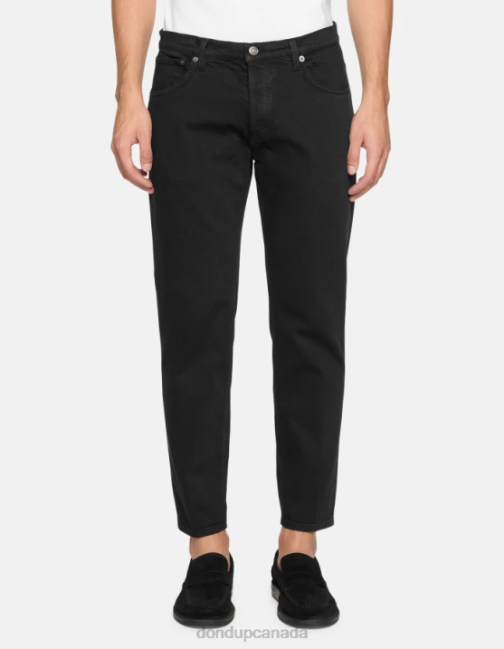 DONDUP Men Brighton Carrot-Fit Jeans in Bull Stretch Denim XF8V588 Apparel Black