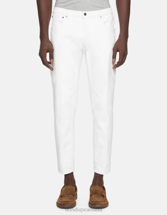 DONDUP Men Brighton Carrot-Fit Jeans in Bull Stretch Denim XF8V589 Apparel White