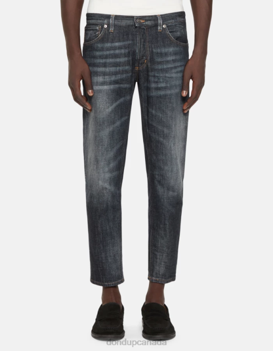 DONDUP Men Brighton Carrot-Fit Rigid Denim Jeans XF8V598 Apparel Blue