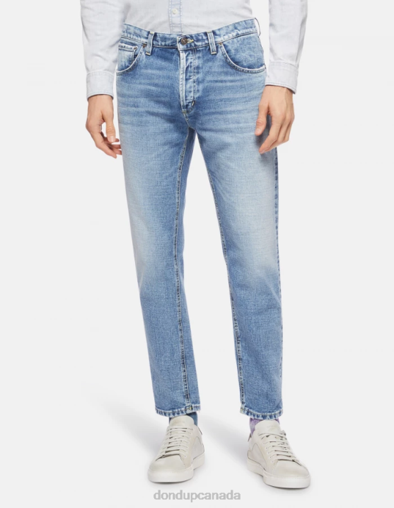 DONDUP Men Brighton Carrot-Fit Rigid Denim Jeans XF8V652 Apparel Blue