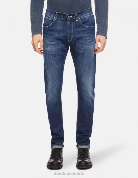 DONDUP Men Dian Carrot-Fit 34-Inch Jeans in Stretch Denim XF8V654 Apparel Blue