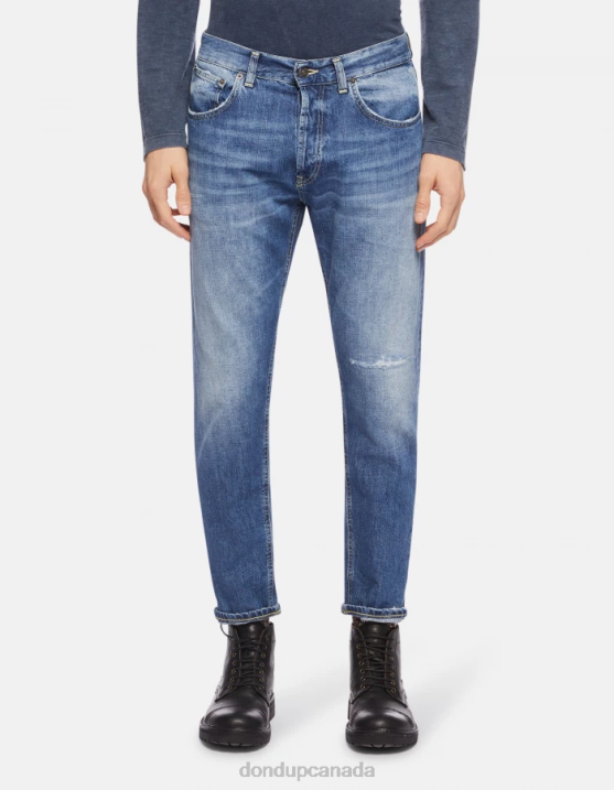 DONDUP Men Dian Carrot-Fit Jeans in Rigid Denim XF8V653 Apparel Blue