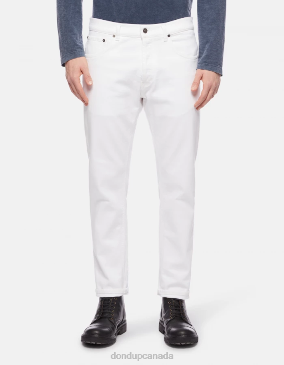 DONDUP Men Dian Carrot-Fit Jeans in Stretch Bull Denim XF8V648 Apparel White