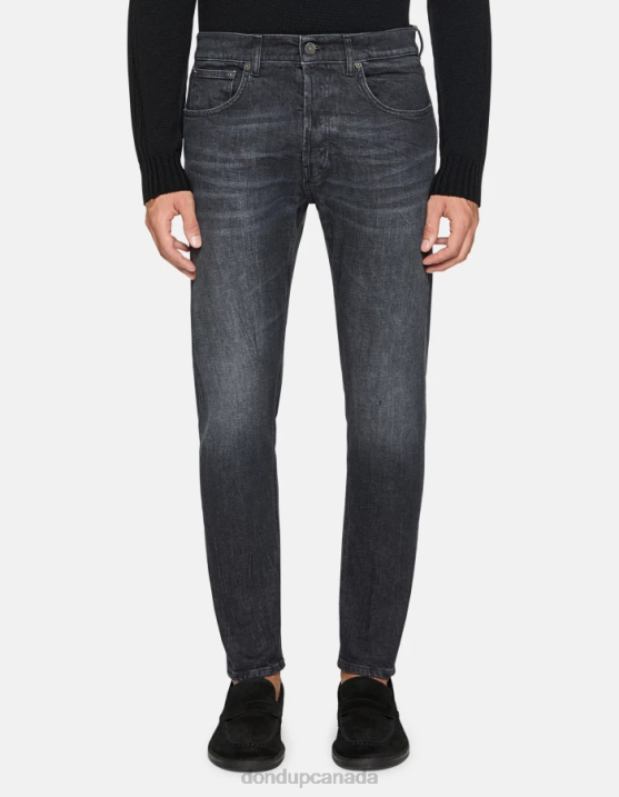DONDUP Men Dian Carrot-Fit Jeans in Stretch Denim XF8V555 Apparel Black