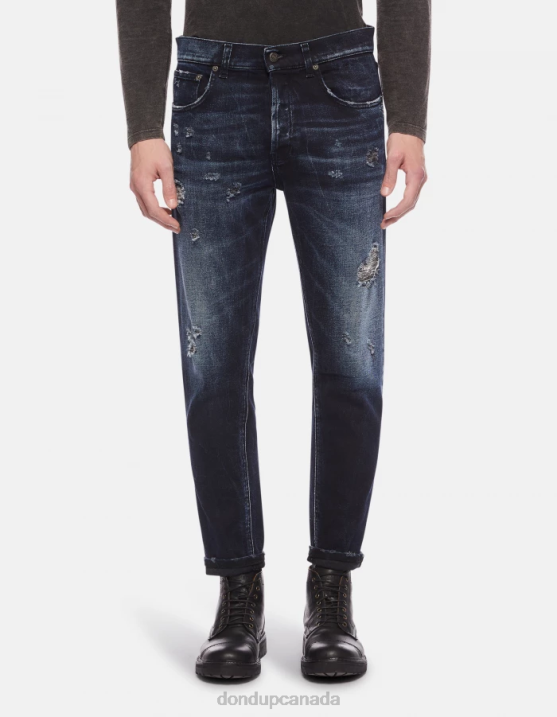 DONDUP Men Dian Carrot-Fit Jeans in Stretch Denim XF8V656 Apparel Blu Tuareg
