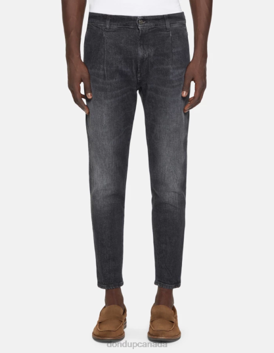 DONDUP Men Paul Carrot-Fit Jeans in Stretch Denim XF8V610 Apparel Black