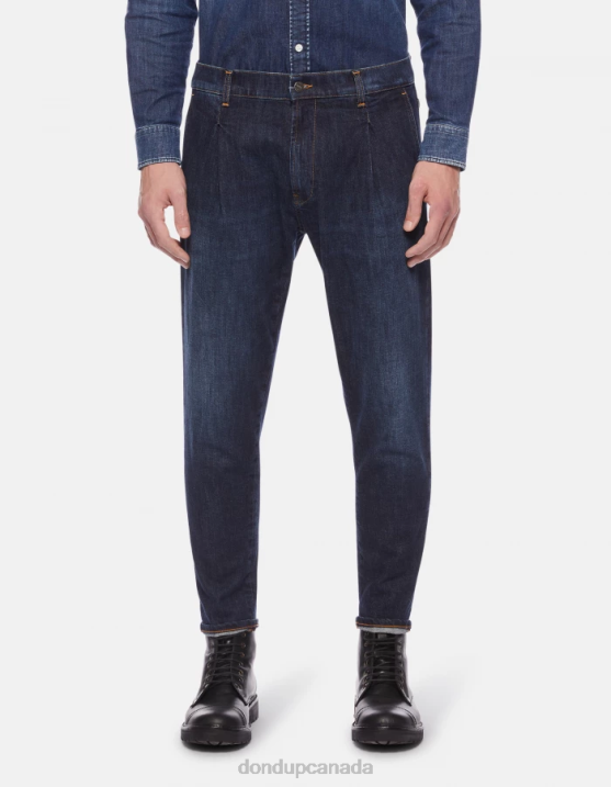 DONDUP Men Paul Carrot-Fit Jeans in Stretch Denim XF8V655 Apparel Blue