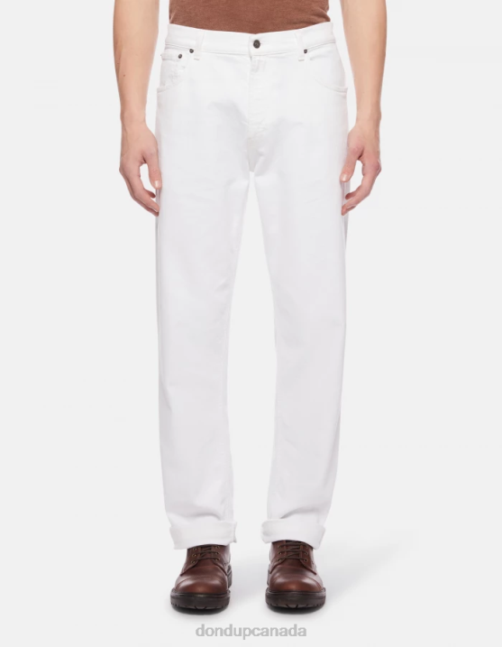 DONDUP Men Ervin Loose-Fit 34-Inch Jeans in Bull Stretch Denim XF8V585 Apparel White
